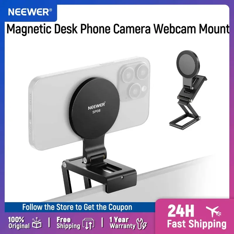 NEEWER Kontinuitätskamerahalterung für Desktop-Monitor, magnetischer dreifach faltbarer Schreibtisch-Telefon-Webcam-Halter für MagSafe, iPhone, iMac, Apple TV