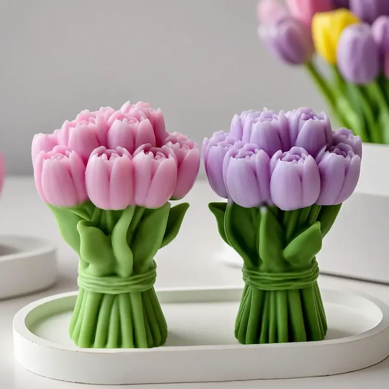 Valentinstag Geschenk Tulpe Bouquet Silikon Form DIY Blumen Aroma Kerze Formen Handgemachte Seife Kerze Machen Liefert