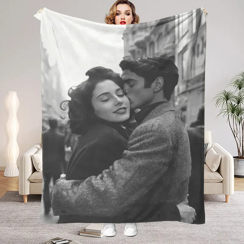 1-teilige personalisierte DIY-Fotodecke für Ihr Liebsten, Flanelldeckenprodukt – individuelle warme Fotos, weich und warm, geeignet für Sofa, Bett, Büro, Auto und Outdoor-Reisen – Ganzjahresgeschenk für Männer und Frauen