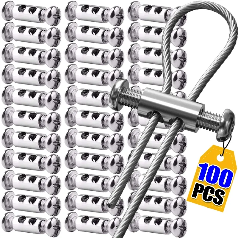 100/10PCS Stahldrahtseil Kabelklemme Metall Kupfer Clip Verstellbare Schraube Metallbefestigung Sling Fastener Zubehör für 1,2-2,5mm