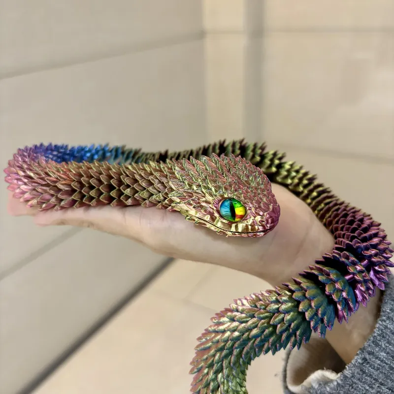 Actionfigur 3D-gedruckte Schlange Gelenk Bush Viper Toy-Dragon Snake Integrierte Gelenkmobilitätsstatue Ornament Home Decor Geschenk