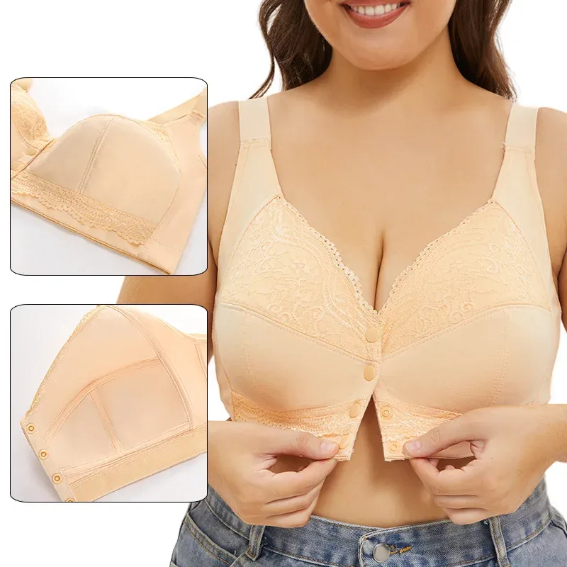 A-G Cup Frauen Plus Größe Bh Verschluss Vorne Push-Up Draht Freies Büstenhalter Sexy Drahtlose Spitze Atmungsaktive Bralette Unterwäsche dessous