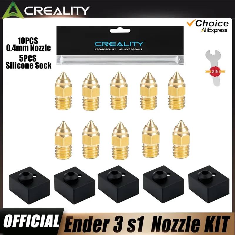 Creality 5 Stück Ender 3 S1/Ender 3 S1 Pro Silikonsocke 10 Stück Düse, für Ender 3 S1/S1 Pro/S1 Plus, CR-10 Smart Pro, 3D-Drucker