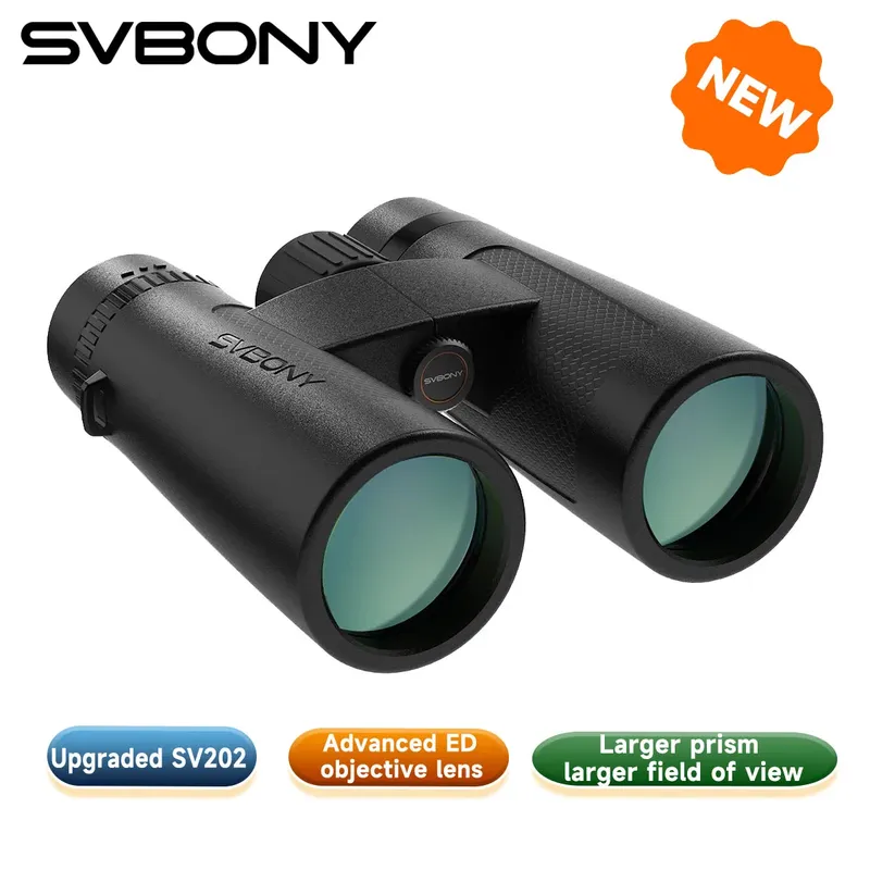 Svbony SV202 Verbessertes Weitwinkel-ED-Fernglas 8x32/8x42/10x42 Bak4 Prisma IPX7 Wasserdicht Beschlagfrei für Vogelbeobachtung Camping