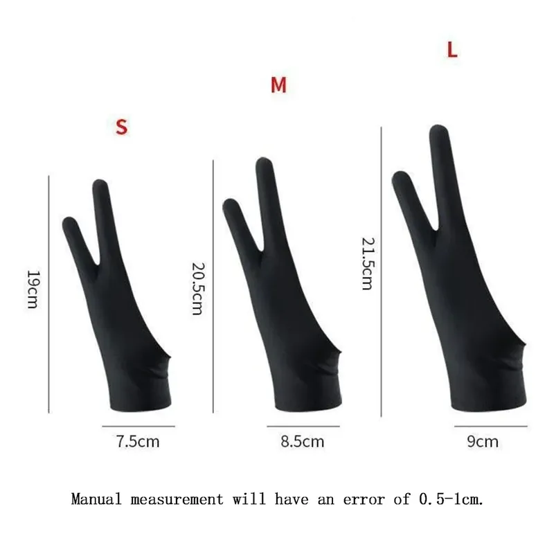Anti-Touch-Malhandschuh, Tablet, rechter und linker Handschuh, Antifouling für digitale Tafelzeichnung, Handschuhe, Antifouling, zwei Finger