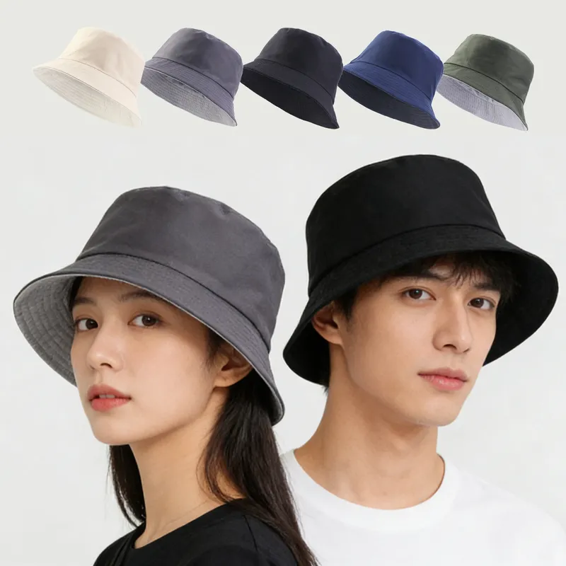 Frühling Sommer Unisex Einfarbiger Fischerhut Faltbarer Bucket Hat Outdoor Sonnenschutz Hut Modischer Doppelseitiger Basin Hut