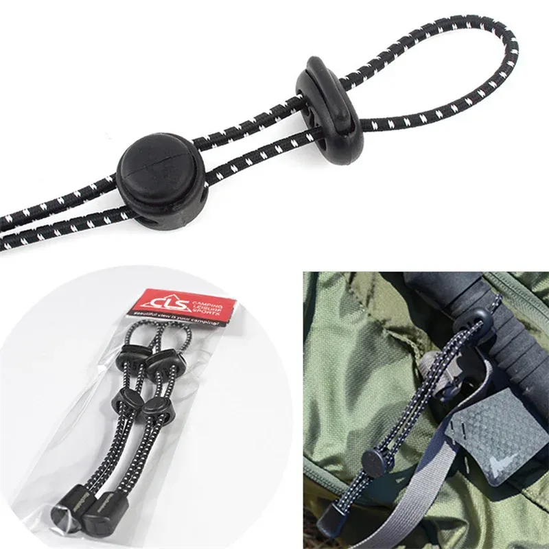 2 stücke Rucksack Spazierstock Halter Trekking Wandern Pole Befestigung Krawatte Schnur Seil Outdoor Sport Kleine Werkzeuge für Camping Berg