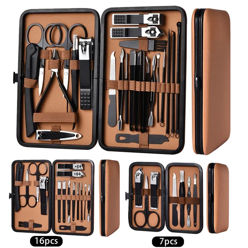 7-24 stücke Maniküre Werkzeug Set Edelstahl Häutchen Zange Cutter Kit Professionelle Nagel Clippers Pediküre Nail art Pflege Werkzeuge