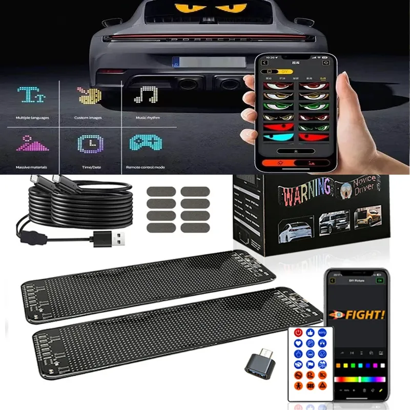 App-Steuerung, Scrollen, Werbung, LED-Schild, Teufelsaugen, RGB-Bildschirmlicht für LKW, USB-Textmuster, programmierbares Display, Auto-Panel