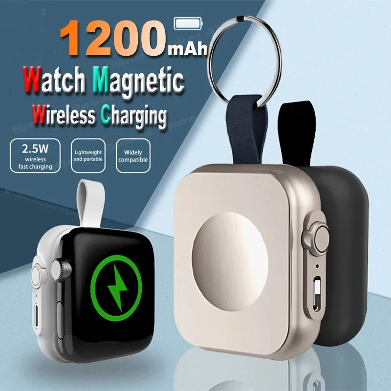 Mini Magnetische Drahtlose Power Bank 1200 mAh Für Apple Uhr Serie Typ C L Kabel Schnelle Ladegerät Tragbare Mobile Power bank 2026