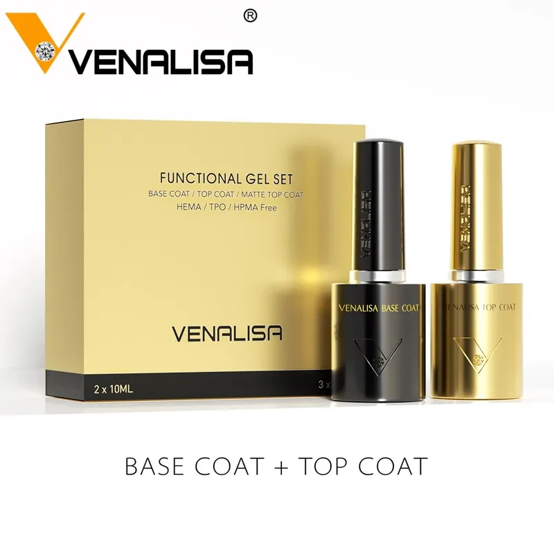 Venalisa 10 ml 1/2/3 Stück Kit Nagelgelpoliermittel Hema/TPO Free Base Ultra Tempered Long Wear Matte Top Coat Top Gel Lack UV LED Gel