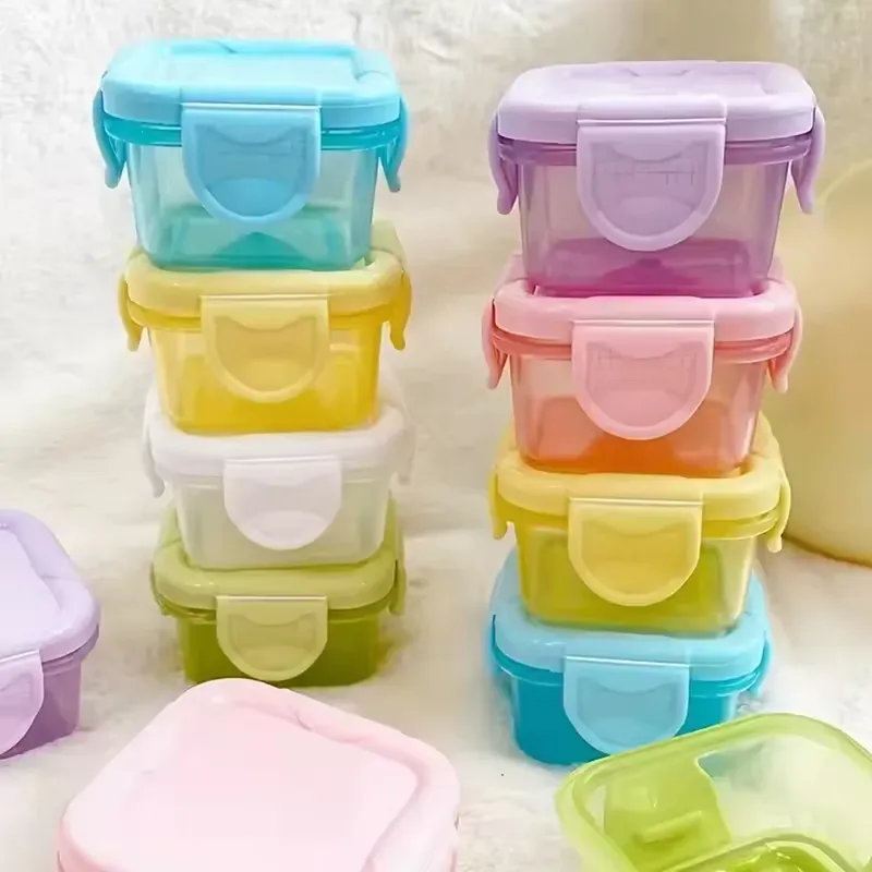 4 Stück Mini-Aufbewahrungsbehälter für Lebensmittel, auslaufsichere Deckel, Gewürz-Sauce-Behälter, Mini-Gefrierschrank-Aufbewahrungsbehälter, luftdichte Behälter