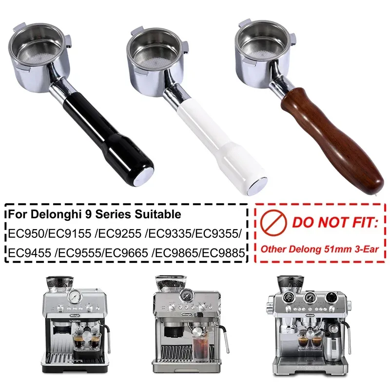 51 mm bodenloser Siebträger für Delonghi 9-Serie Kaffeemaschine EC9155/EC9255/EC9335/EC9355/EC9455/EC9665/EC9865 Zubehör