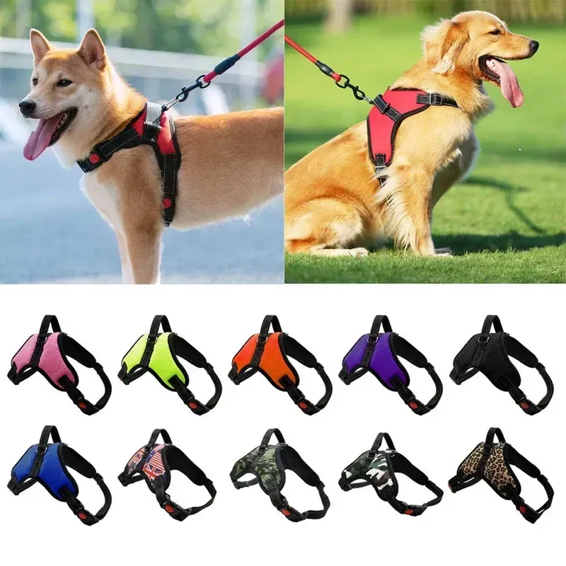 Haustier-Hunde, verstellbares Geschirr, kleines und großes Hundegeschirr, Weste, starke Hundeleine, Haustierleinen, reflektierende Leine, Drag Pull Tow