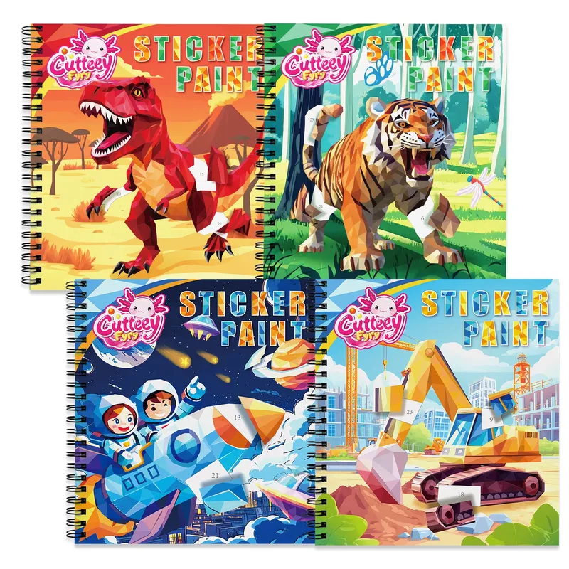 1 Stück Stickerbuch für Kinder, Geschenke, Dinosaurier-Malbuch mit Zahlen, Stickerbücher für Kleinkinder, Montessori-Lernspielzeug