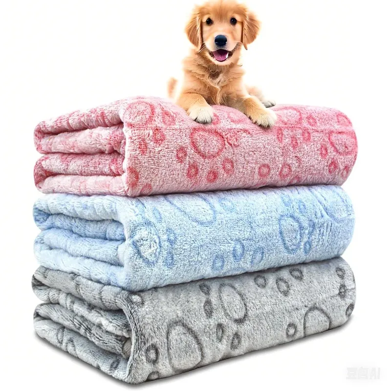 1 Stück ultraweiche Hundedecken mit Pfotenabdruck – maschinenwaschbar, gemütliche Haustierkissenpolster für den Innen- und Außenbereich – ideal für kleine bis La