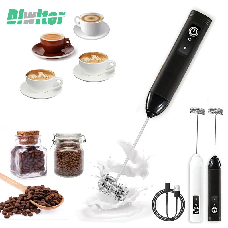 Diwiter Elektrische Milchaufschäumer Hand Schneebesen Schäumer Kaffeemaschine Elektrische Mixer Mixer Mini Tragbare Mixer Küche Werkzeug