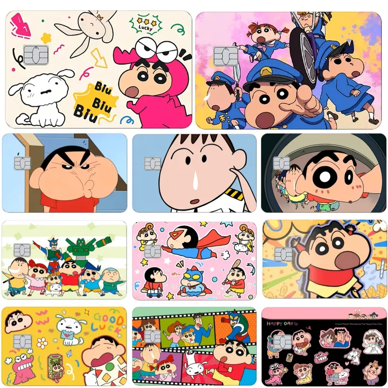 Kawaii Crayon Shin-Chan 2.5D HD PVC Film Tape Skin für Kredit- und Debitkarte, wasserfest, kratzfest, Aufkleber, kleine Chip-Geschenke