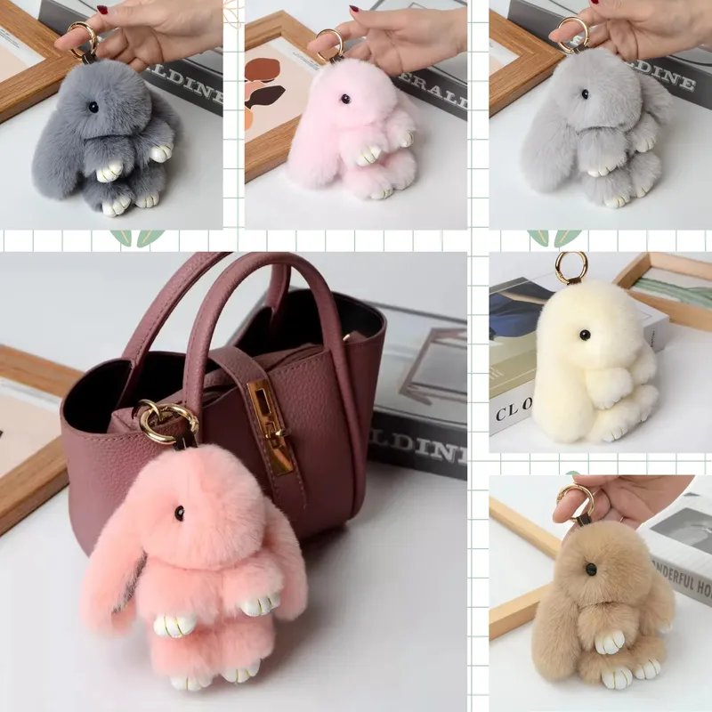 15 cm flauschiger Kunstkaninchenfell-Schlüsselanhänger, PomPom-Charms, Geschenke für Schlüssel und Taschen für Frauen, süße Tasche, Autoschlüssel-Anhänger, Dekor, Geschenk
