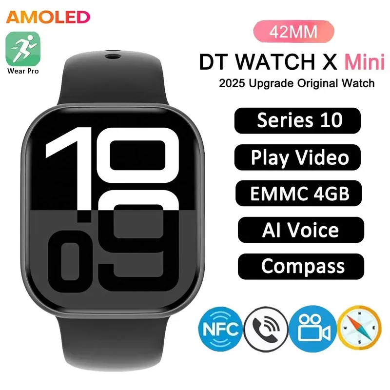 2025 Neue Original für Apple Watch X Mini Smart Watch Männer HD AMOLED 4 GB Speicher Musik 3D Surround BT Anruf wasserdichte Smartwatches