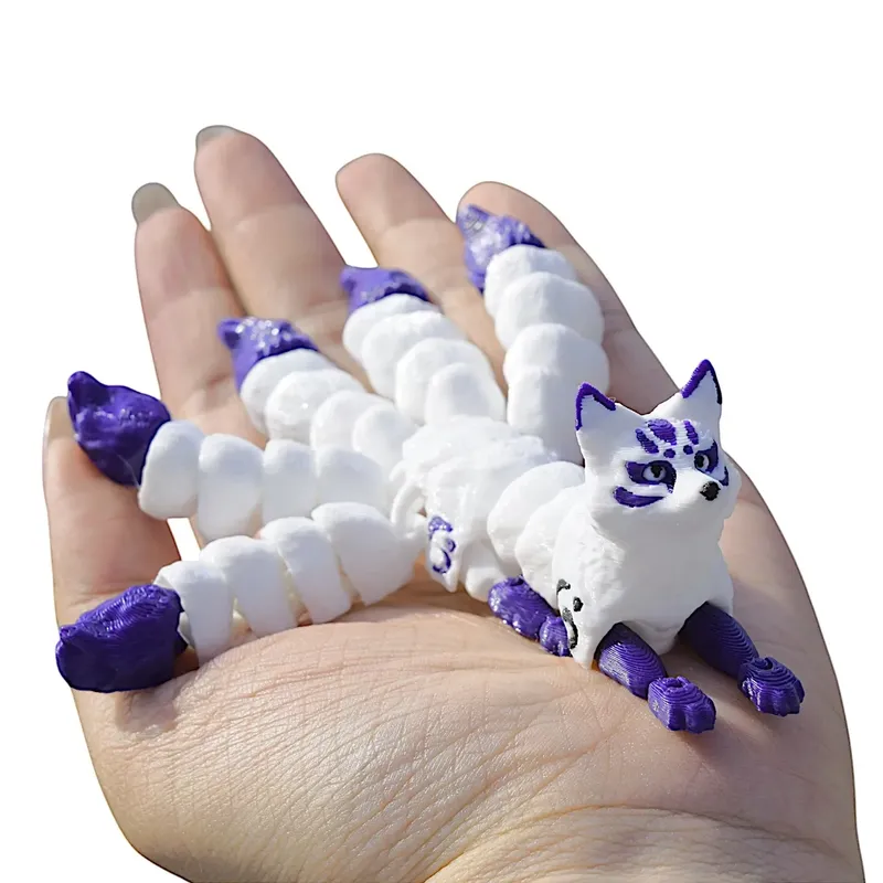 3D-gedrucktes Fuchs-Ornament, Tiermodell, Gelenke, beweglicher Fünf-Schwanz-Fuchs, Stressabbau, Spielzeug für Zuhause, Desktop-Ornament