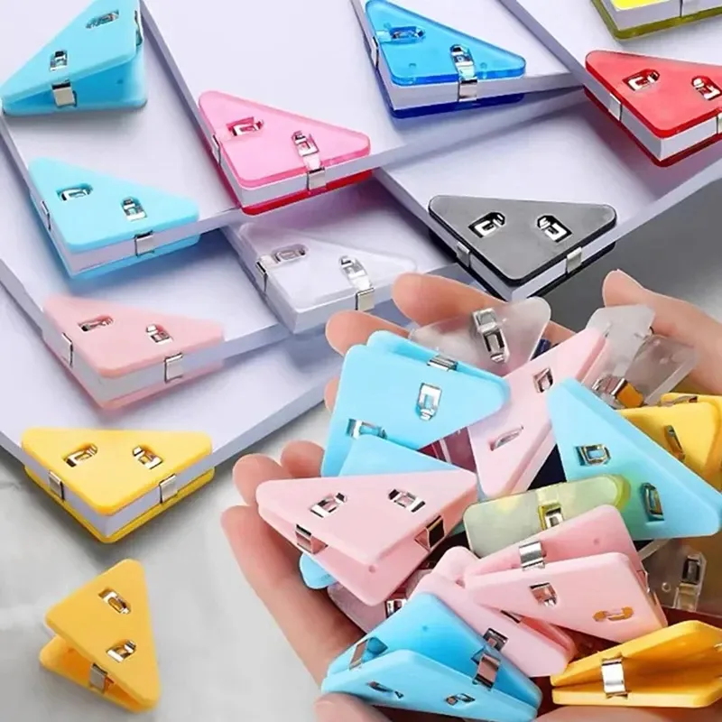 20Pcs Kreative Dreieck Clips Bill Clip Buch Papier Ecke Binder Clip für Schreibtisch Lagerung Regal Büro Schreibwaren Desktop-Organizer