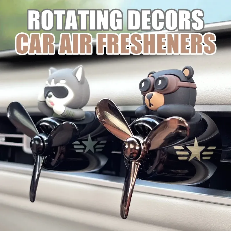 Rotierende Flugzeug Pilot Bär Auto Lufterfrischer Zubehör Innendekoration Fan Vent Clip Parfüm Duft Diffusor Ornament