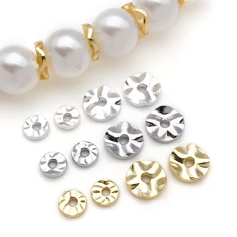 20 Stück 18K echt vergoldete Messing-Abstandsperlen, gewellter Separator für DIY-Armband, Halskette, Ohrringe, Schmuckherstellung, Zubehör