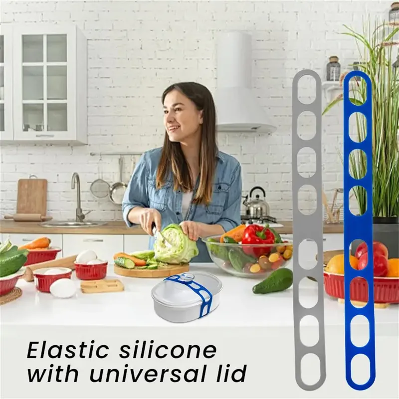 Verstellbarer Silikon-Befestigungsgurt, elastischer Silikon-Universalabdeckungs-Befestigungsgurt, auslaufsicher, geeignet für verschiedene Töpfe und Schüsseln