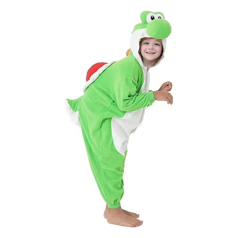 Kinder Onesies Yoshi Kigurumi Jungen Pyjamas Cartoon Cosplay Kostüm für Weihnachten Halloween Fleece Nachtwäsche Anime Homewear Pyjamas