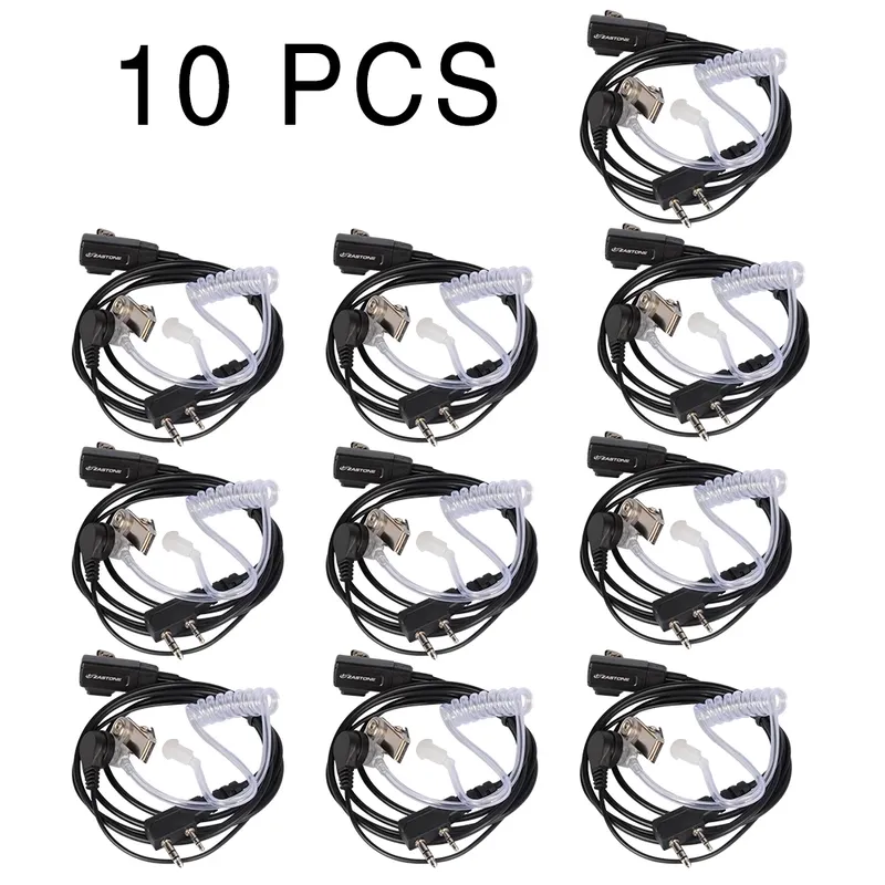 10PCS Zastone Kopfhörer Walkie Talkie Hörer 2 Pin TK Stecker PTT Air Akustische Rohr Kopfhörer Tragbare Radio Headset für baofeng