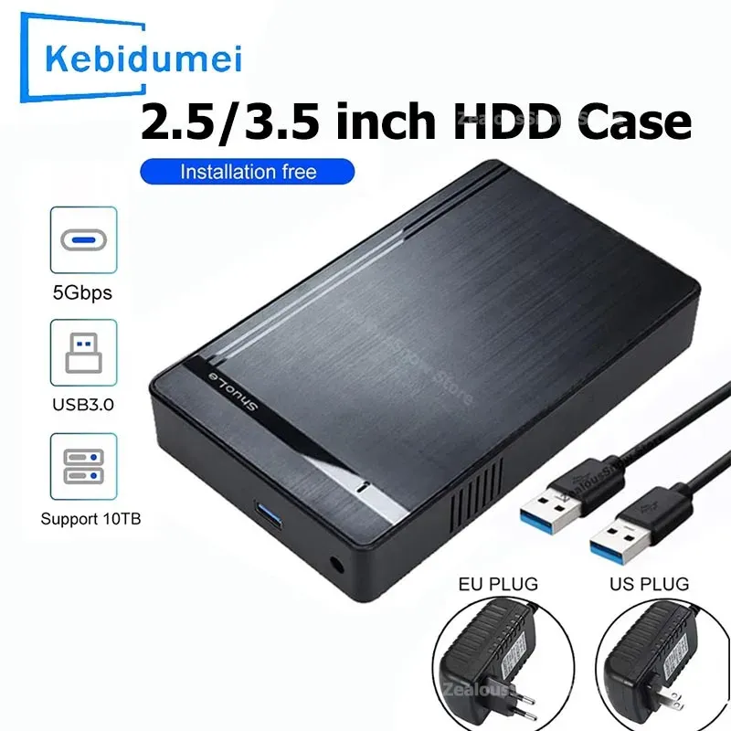 3,5-Zoll-HDD-Gehäuse, SATA-zu-USB-3.0-Adapter, externes Festplattengehäuse für 2,5 Zoll 3,5 Zoll SSD-Festplatte, 450 Mbit/s, 10 TB Festplattengehäuse für PC und Laptop