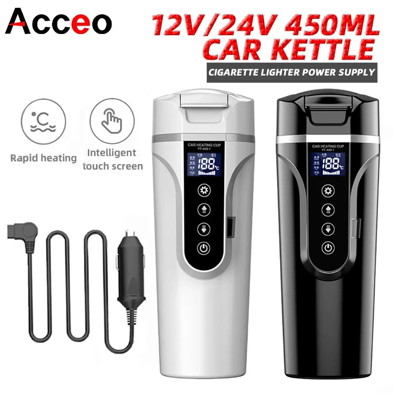 R31 450 ml Auto Heizung Tasse 12 v/24 v Tragbare Elektrische Wasserkocher Smart Touchscreen Thermische Becher Temperatur einstellbar Auto Heizung Becher