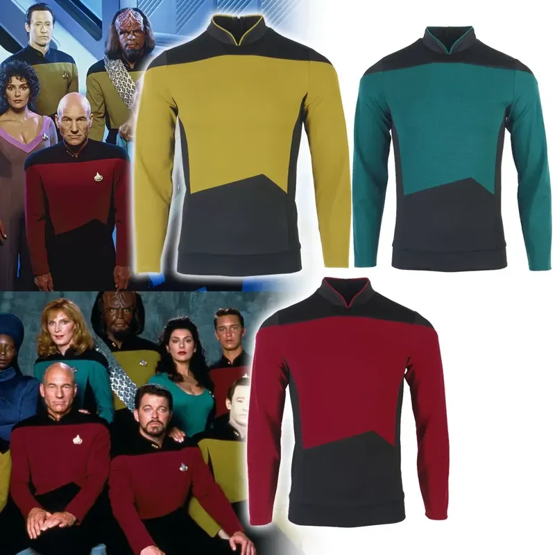 Star TNG The Next Generation Trek Rot Gelb Blau Hemd Uniform Cosplay Kostüm Für Männer Mantel Halloween Party