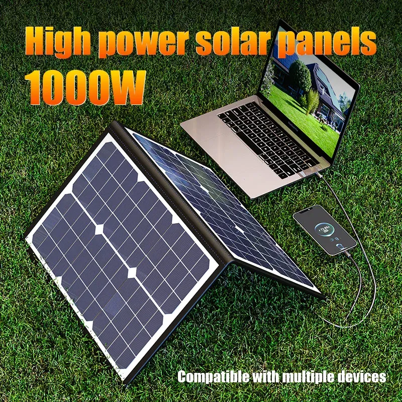 1000 W tragbares faltbares Solarpanel-Set, komplettes Solarkraftwerk, 18 V Generator-Ladegerät für Auto, Boot, Wohnwagen, Camping, Outdoor