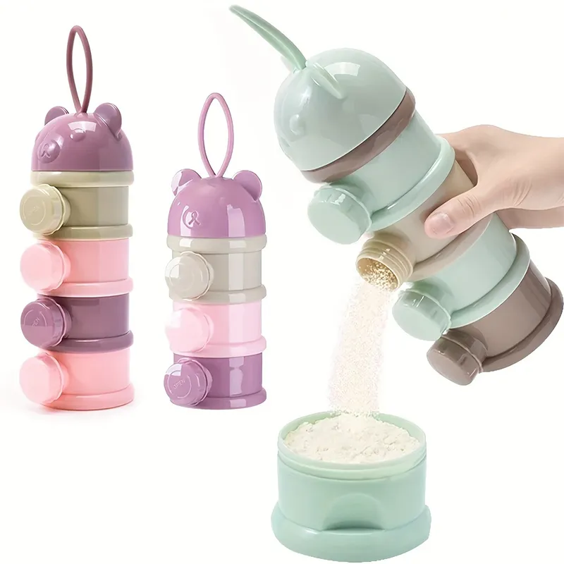 Baby-Milchpulverbehälter mit großem Fassungsvermögen und Riemen, Babynahrungsspender, stapelbare Aufbewahrungsbox für Lebensmittel, tragbare Snackbox