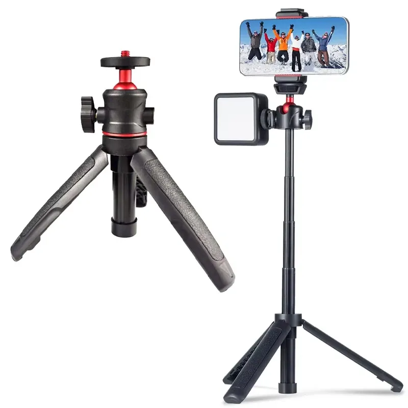 MT-08 Mini ausziehbares Stativ, tragbarer Desktop-Ständer für Telefon/Kamera/Licht/GoPro, verstellbarer stabiler Halter mit 1/4-Zoll-Schraubmontage