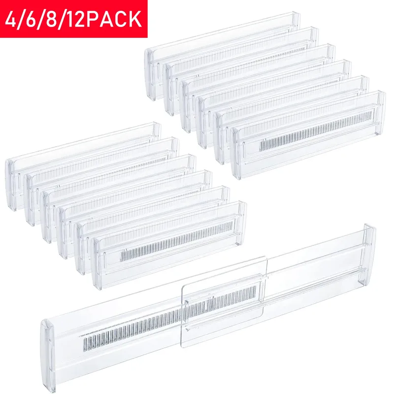 4/6/8/12er-Pack erweiterbare Schubladenteiler, Schubladenteiler für Küchenutensilien, Schlafzimmerkleidung, Organisation und Aufbewahrung