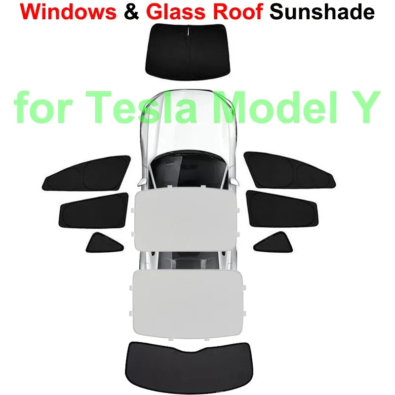 Privatsphäre Volle Abdeckung Auto Sonnenschirm Für Tesla Modell Y Juniper 2025 2024, Glas Dach Sonnenschutz Fenster Schiebedach UV Schild Camping reisen