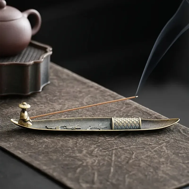 Kreativer Räucherstäbchenhalter, Aromatherapie-Ornament, alte Männer beim Angeln, japanischer Stil, Räucherstäbchenbrenner, Heimdekoration