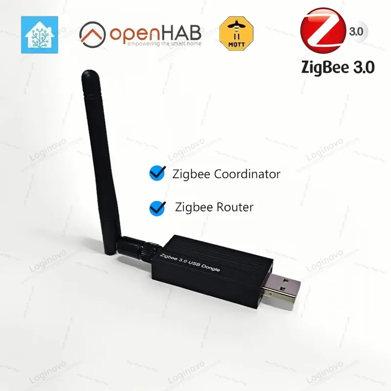 Zigbee 3.0 USB-Dongle, universeller kabelloser Zigbee-Gateway-Hub mit Antennenunterstützung, Heimassistent, Zigbee 2MQTT, OpenHAB