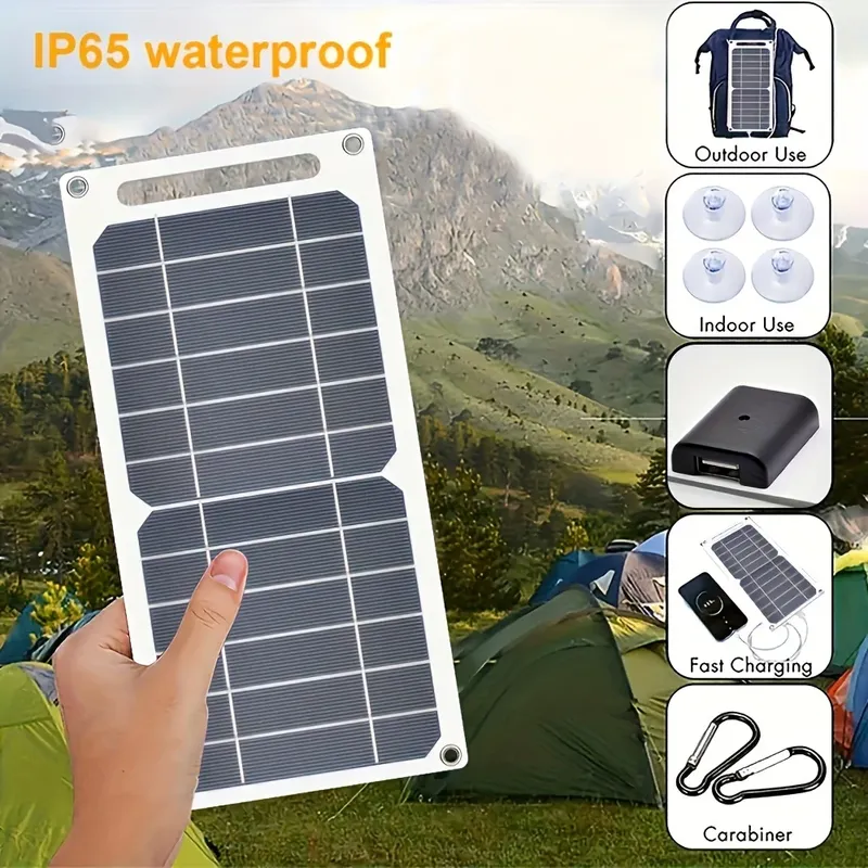 Solarpanel mit USB, Outdoor, Wandern und Camping, tragbarer Akku, Handy-Ladebank, Ladepanel