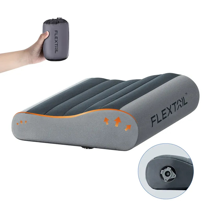 FLEXTAIL Aufblasbares Campingkissen, ergonomisches Kissen für Reisen und Zuhause, leicht und waschbar, zwei Höhenoptionen