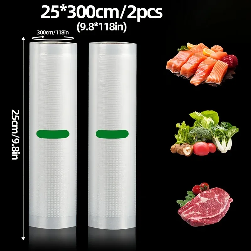 2er-Pack 3M Vakuumierrollen: BPA-frei, in mehreren Größen für die individuelle Lebensmittelaufbewahrung. Perfekt zum Konservieren, Mahlzeitenvorbereiten und Sous-Vide. Fo