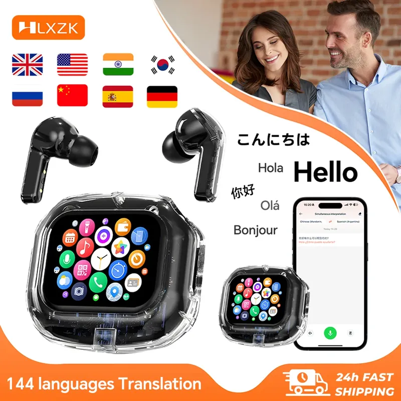Kabellose Bluetooth-Kopfhörer, Echtzeit-Übersetzungs-Ohrhörer für Geschäftsleute, mit Smart-Touch-Screen HiFi TWS Headset