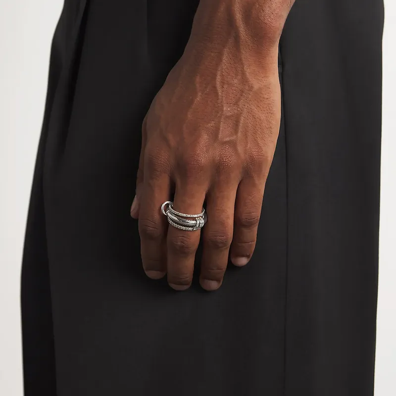 Mehrschichtige stapelbare Fingerringe, glänzender Zirkonia-Verbindungsring, 18 Karat vergoldeter Edelstahl, hochwertiges Schmuckzubehör