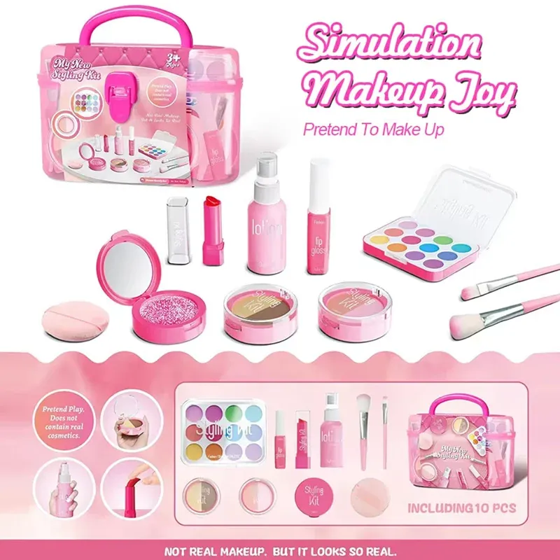 10 Teile/satz Simulation Pretend Make-Up Spielen Haus Spielzeug Spiel Kosmetik Set Lidschatten-palette Lippenstift Applikatoren (Nicht Echt Make-Up)