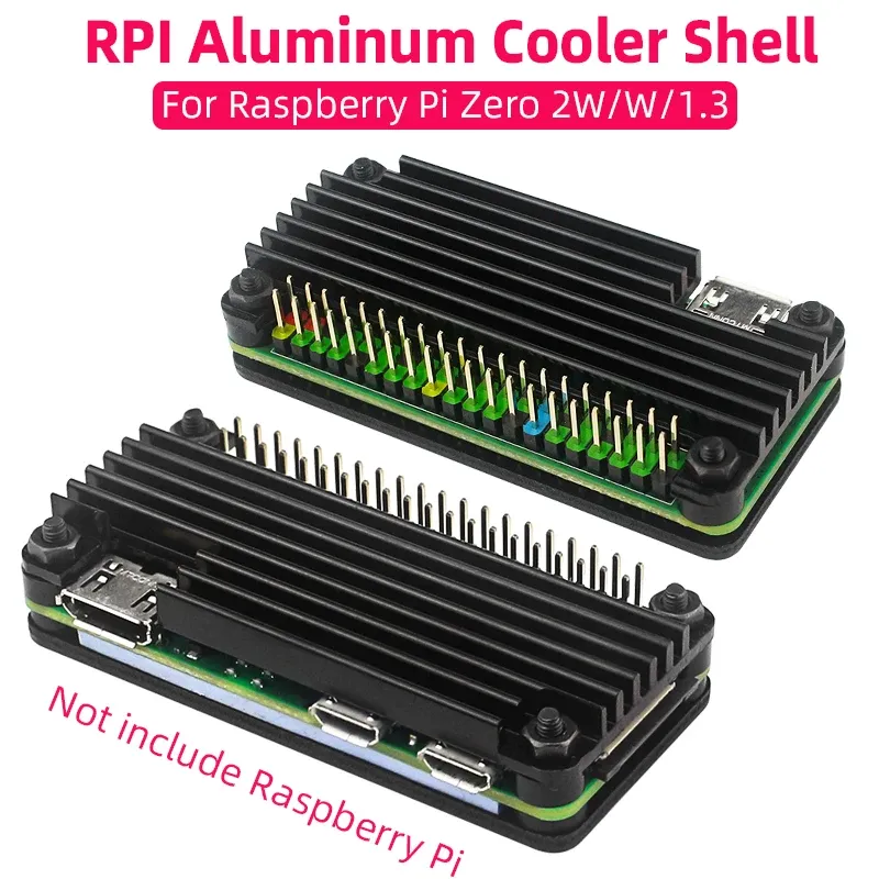 Raspberry Pi Zero 2 W Aluminium-Kühlgehäuse, gepanzertes Gehäuse mit Silikon-Pad, Passibe-Kühlkörper für Pi Zero 2 W W 1.3
