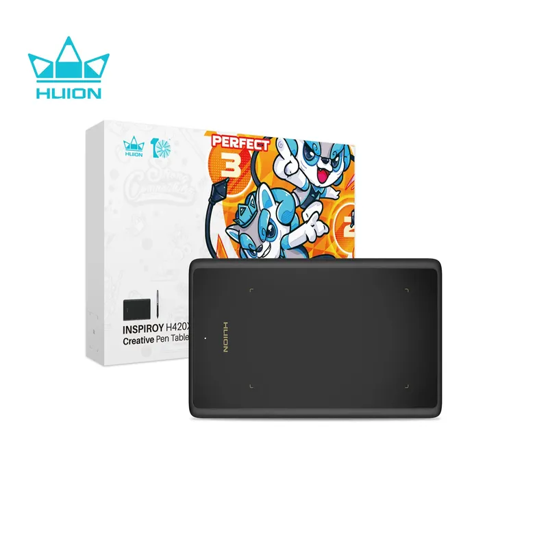 HUION H420X Tragbares Grafik-Zeichentablett 4,17 x 2,6 Zoll Art Digital Tablet kompatibel mit Windows Mac Linux Android
