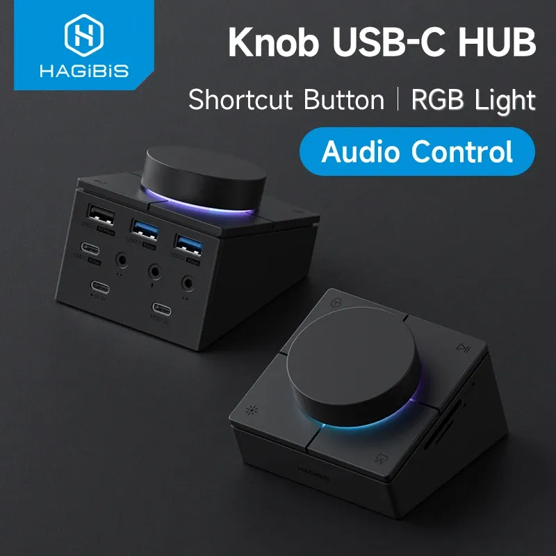 Hagibis-Knopf, USB-C-Hub mit Tastenkombinationen, Typ-C-Dockingstation, Lautstärkeregelung, Desktop-Controller, 2,5 G, RJ45, für MacBook